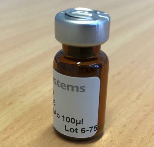 A vial containing lyophilized antibody